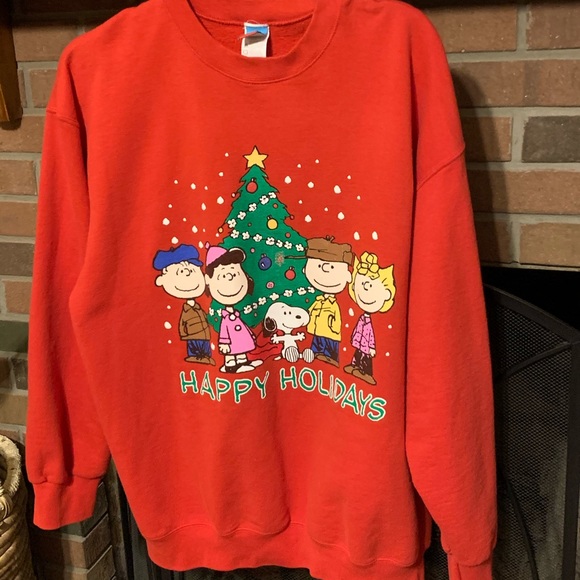 Peanuts Tops - XL Vintage Charlie Brown Happy Holidays Sweatshirt